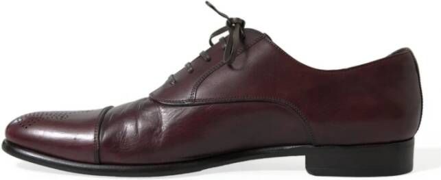 Dolce & Gabbana Bourgondische Leren Derby Schoenen Brown Heren