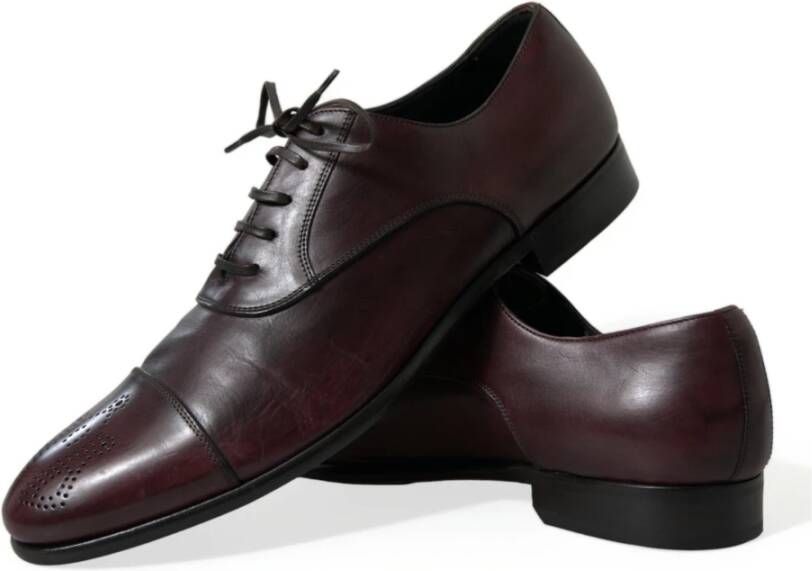 Dolce & Gabbana Bourgondische Leren Derby Schoenen Brown Heren