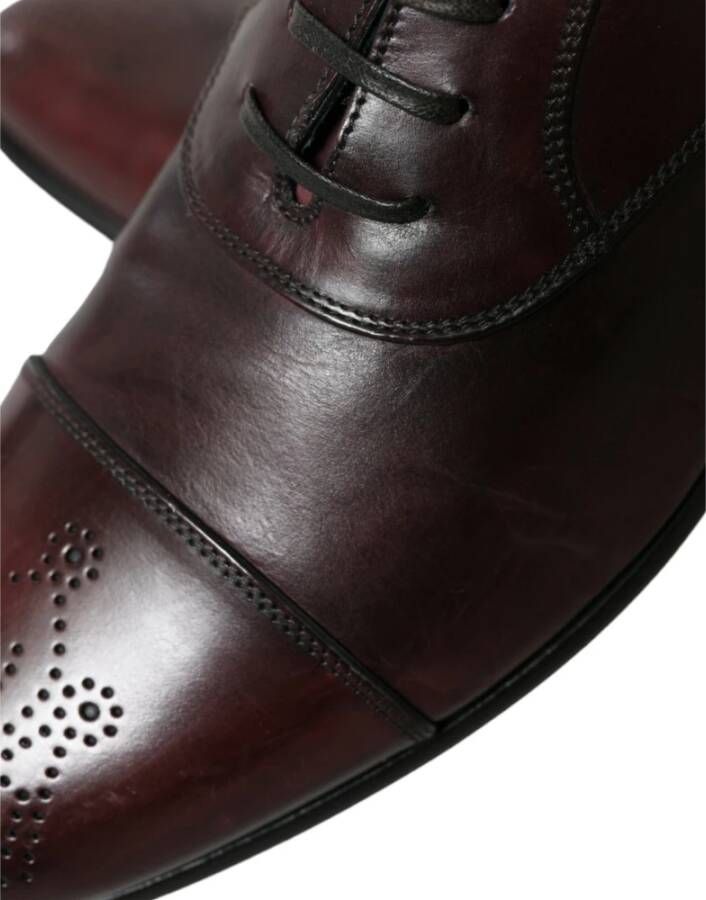 Dolce & Gabbana Bourgondische Leren Derby Schoenen Brown Heren