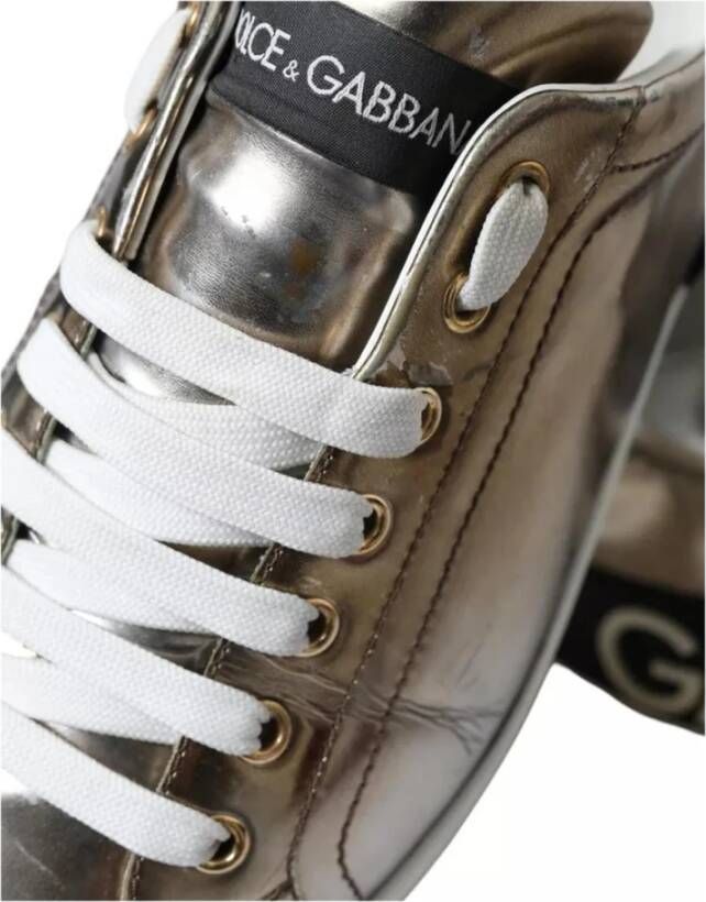 Dolce & Gabbana Bronze Metallic Logo Sneaker Schoenen Brown Heren