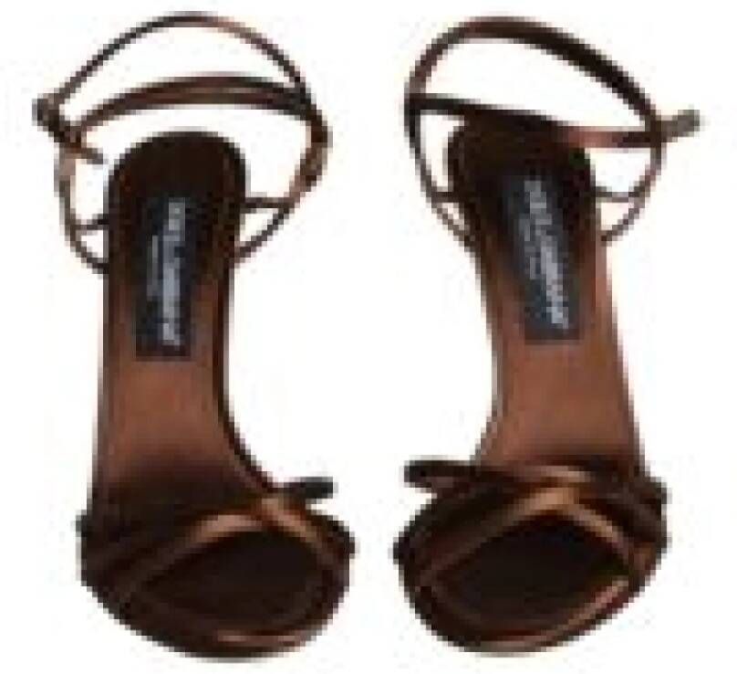 Dolce & Gabbana Bronzen Enkelband Stiletto Sandalen Brown Dames