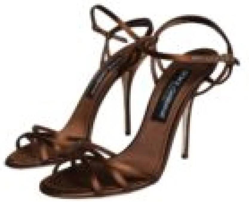 Dolce & Gabbana Bronzen Enkelband Stiletto Sandalen Brown Dames