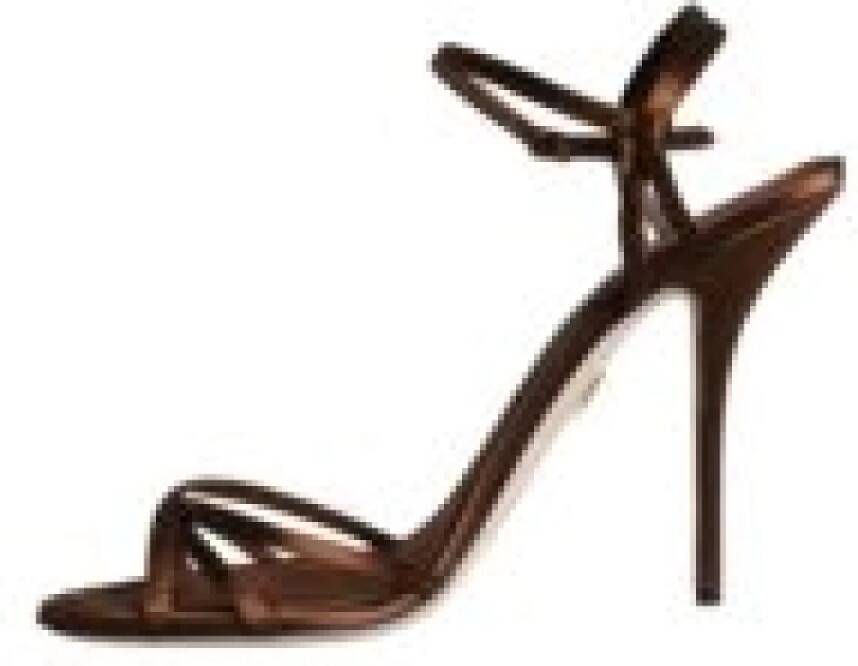 Dolce & Gabbana Bronzen Enkelband Stiletto Sandalen Brown Dames