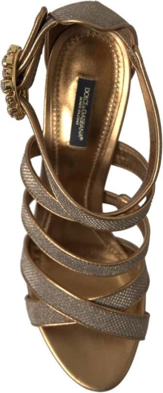 Dolce & Gabbana Bronzen Kristal Stiletto Hakken Sandalen Gray Dames