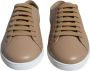 Dolce & Gabbana Bruin leren vetersneakers met gouden logo Brown Heren - Thumbnail 2