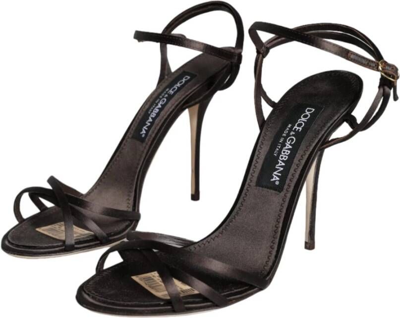 Dolce & Gabbana Bruin Satijn Stiletto Sandalen Schoenen Brown Dames