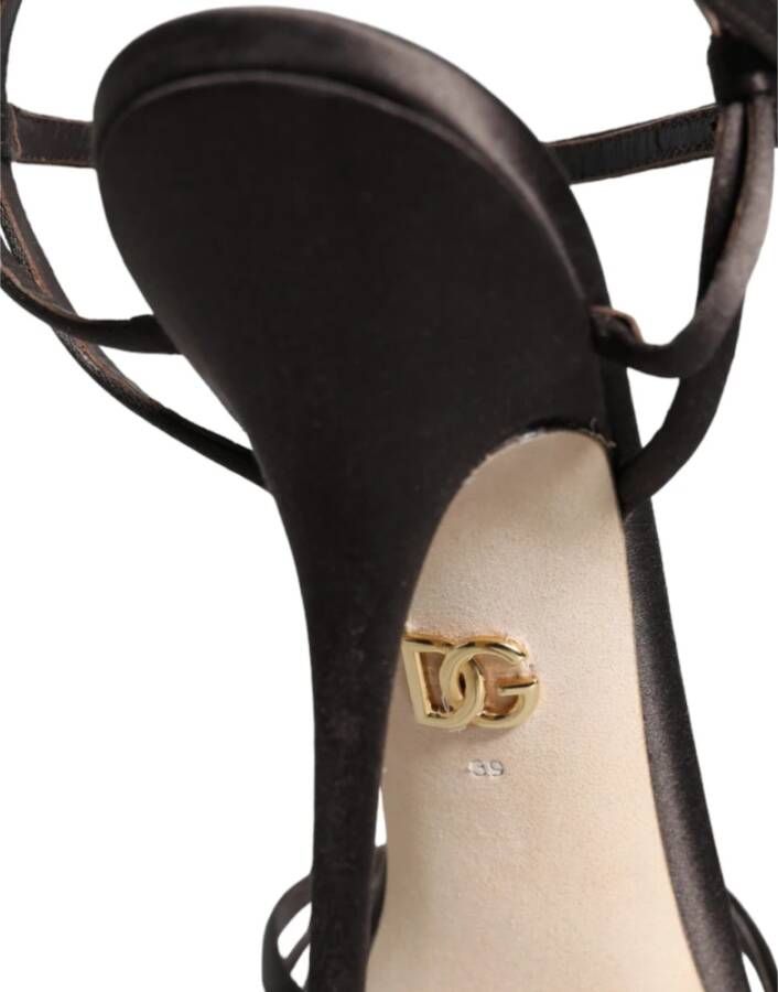 Dolce & Gabbana Bruin Satijn Stiletto Sandalen Schoenen Brown Dames