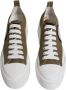 Dolce & Gabbana Bruin Wit Canvas Lage Sneakers Brown Dames - Thumbnail 3