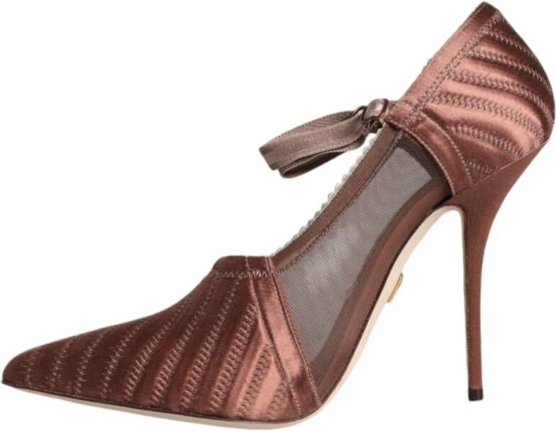 Dolce & Gabbana Bruine Enkelband Pumps met leren zool Brown Dames