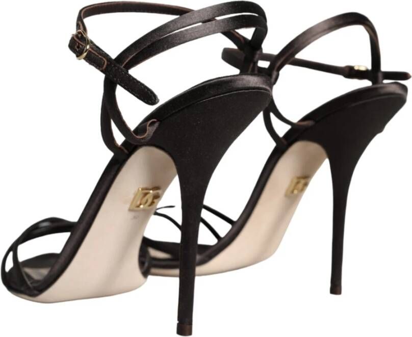 Dolce & Gabbana Bruine Enkelband Stiletto Sandalen Black Dames