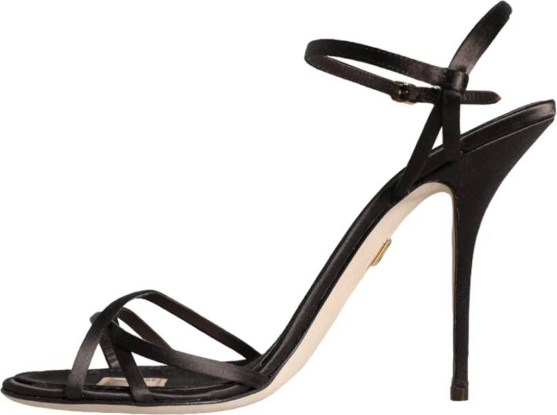 Dolce & Gabbana Bruine Enkelband Stiletto Sandalen Black Dames