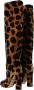 Dolce & Gabbana Bruine Giraffe Fluweel Leren Kniehoge Laarzen Brown Dames - Thumbnail 8