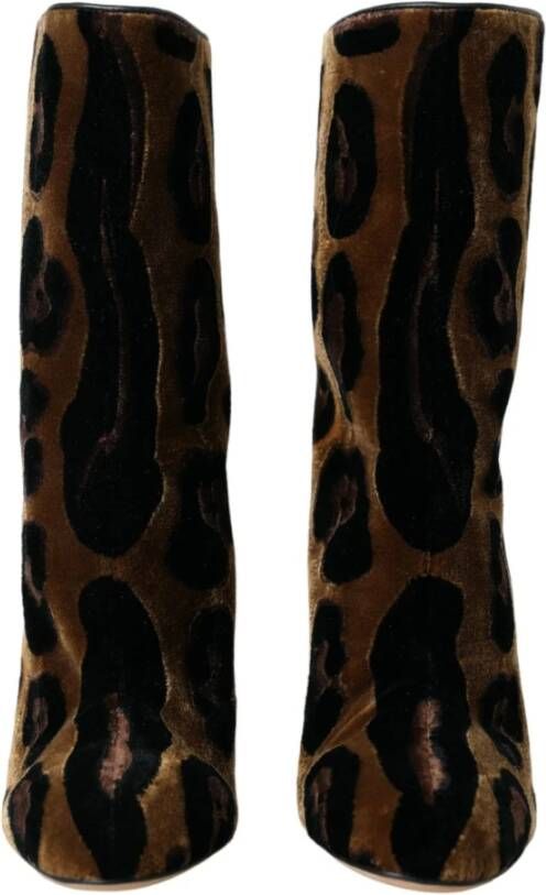 Dolce & Gabbana Bruine Giraffe Leren Mid Calf Laarzen Brown Dames