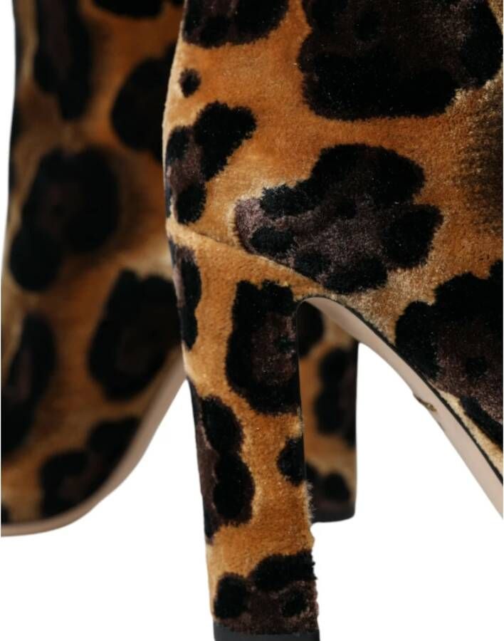 Dolce & Gabbana Bruine Giraffe Leren Mid Calf Laarzen Brown Dames