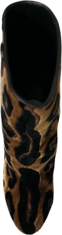 Dolce & Gabbana Bruine Giraffe Leren Mid Calf Laarzen Brown Dames