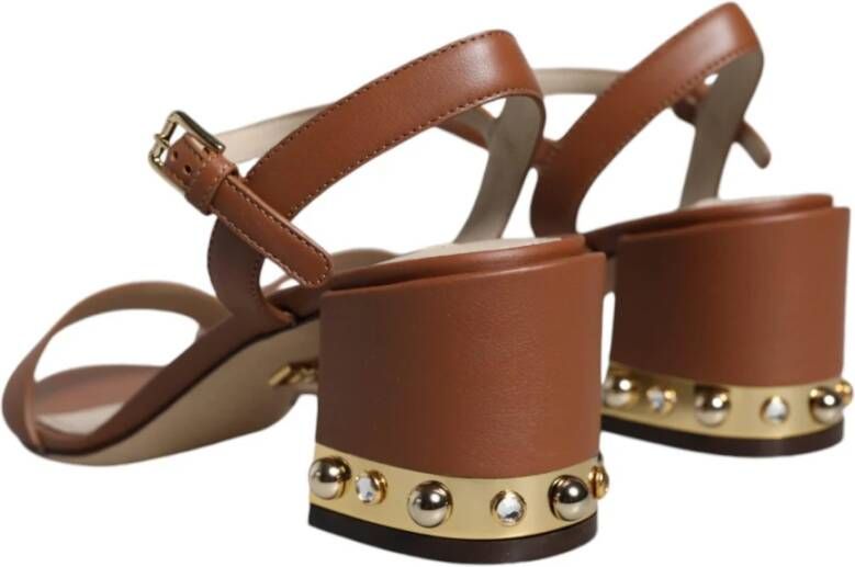 Dolce & Gabbana Bruine Leren Enkelband Sandalen Brown Dames