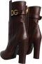 Dolce & Gabbana Bruine Leren Mid Calf Laarzen Brown Dames - Thumbnail 6