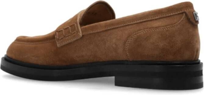 Dolce & Gabbana Bruine Suède Loafers met Logo Plaque Brown Dames