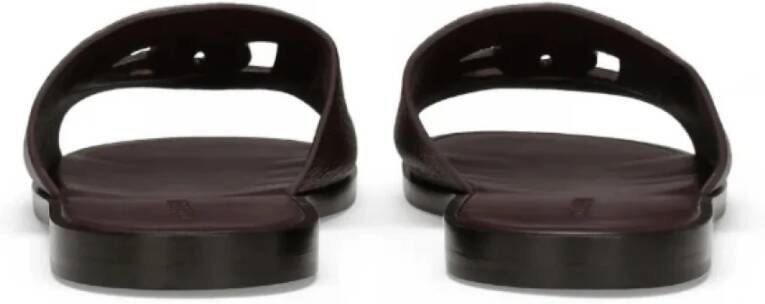 Dolce & Gabbana Burgundy Deerskin Logo Slides Red Dames