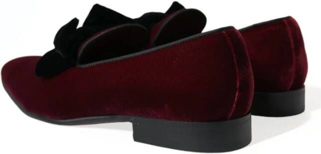 Dolce & Gabbana Burgundy Velvet Loafers Elegance Twist Red Heren