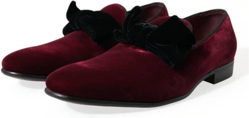 Dolce & Gabbana Burgundy Velvet Loafers Italiaans vakmanschap Red Heren