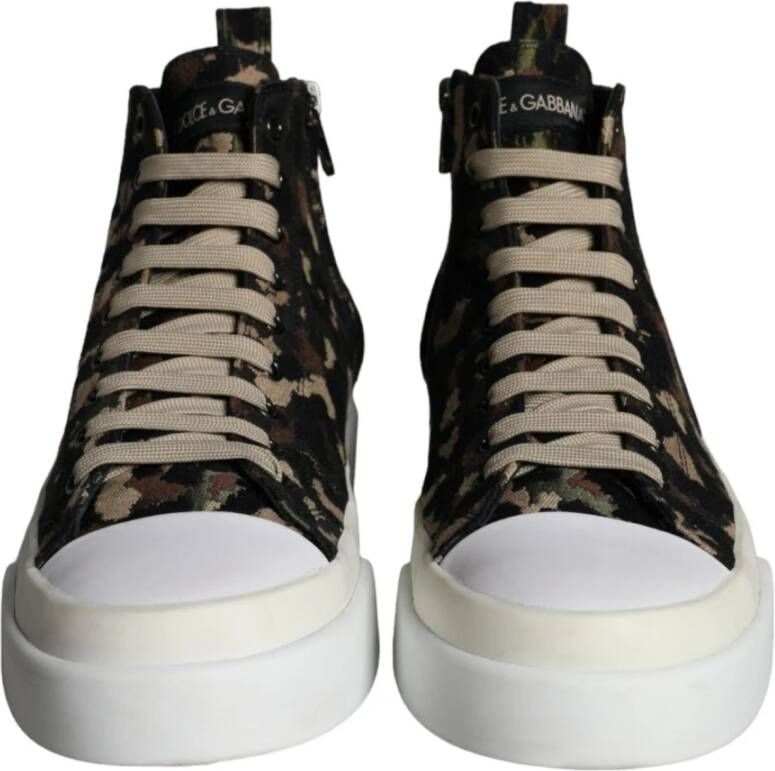 Dolce & Gabbana Camouflage High Top Sneakers Leer Canvas Multicolor Heren