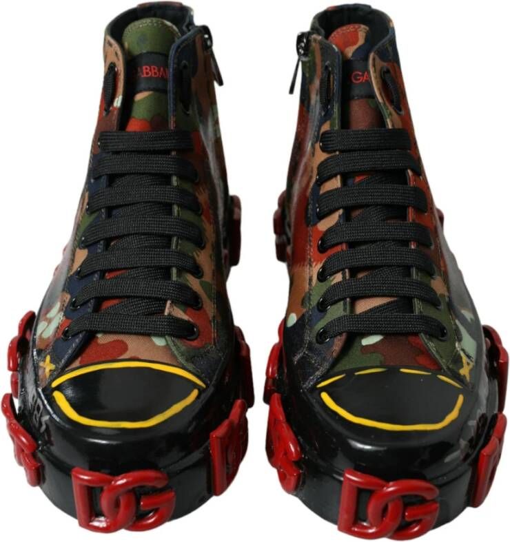 Dolce & Gabbana Camouflage High Top Sneakers met Versieringen Multicolor Heren