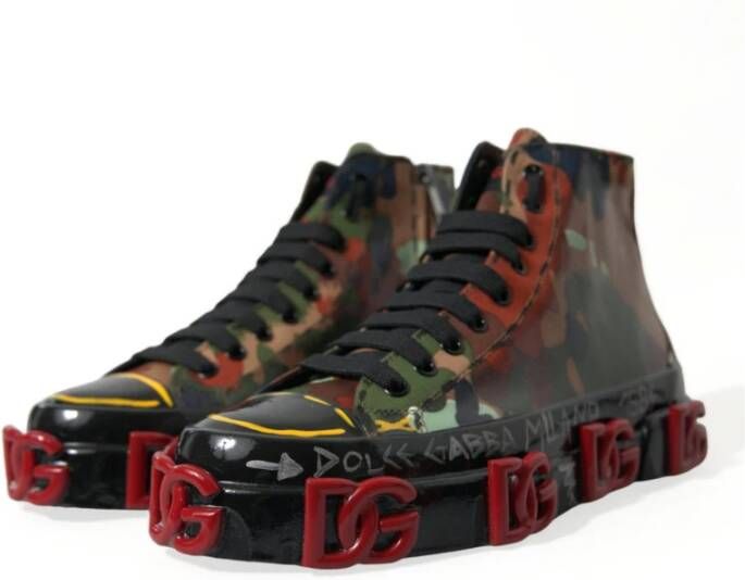 Dolce & Gabbana Camouflage High Top Sneakers met Versieringen Multicolor Heren