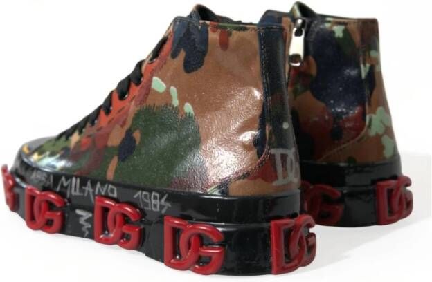 Dolce & Gabbana Camouflage High Top Sneakers met Versieringen Multicolor Heren