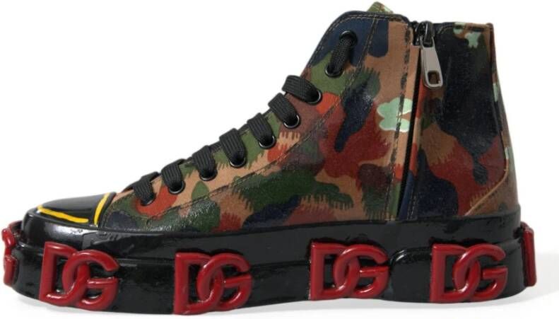 Dolce & Gabbana Camouflage High Top Sneakers met Versieringen Multicolor Heren