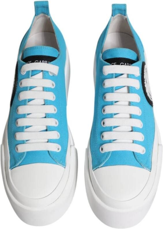 Dolce & Gabbana Canvas Logoprint Platform Sneakers Blauw Wit Blue Dames