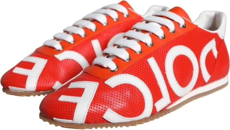 Dolce & Gabbana Casual Leren Logo Sneakers Multicolor Red Dames