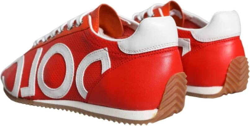 Dolce & Gabbana Casual Leren Logo Sneakers Multicolor Red Dames