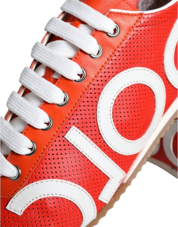 Dolce & Gabbana Casual Leren Logo Sneakers Multicolor Red Dames