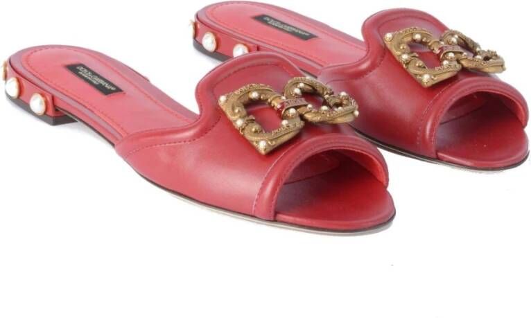 Dolce & Gabbana Dames Amore Parels Sandalen Red Dames