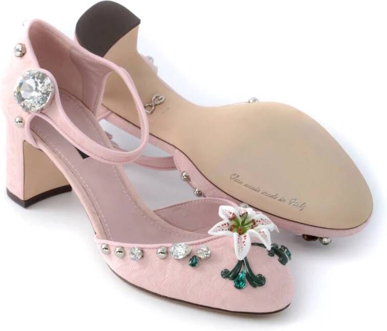 Dolce & Gabbana Dames Hakken met Bloemen en Juwelen Roze Dames