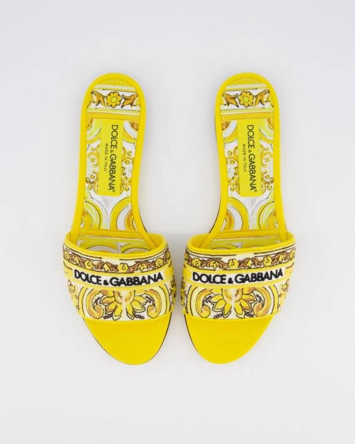 Dolce & Gabbana Dames Platte Slides Yellow Dames