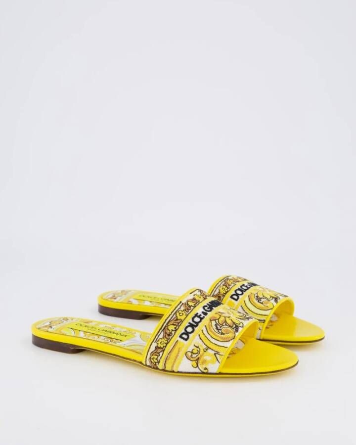 Dolce & Gabbana Dames Platte Slides Yellow Dames