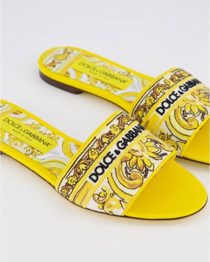 Dolce & Gabbana Dames Platte Slides Yellow Dames