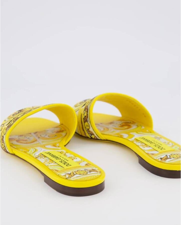 Dolce & Gabbana Dames Platte Slides Yellow Dames