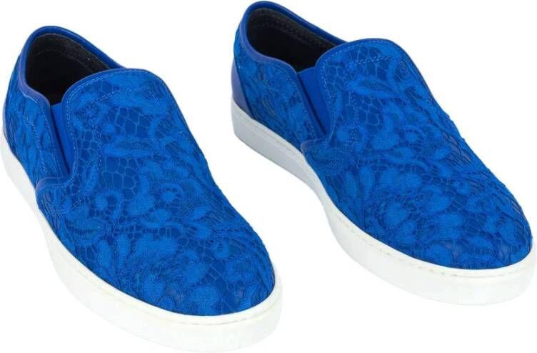 Dolce & Gabbana Dames Slip-Ons Kant Hak Print Blue Dames