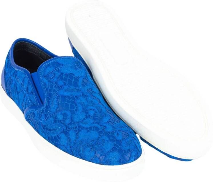 Dolce & Gabbana Dames Slip-Ons Kant Hak Print Blue Dames