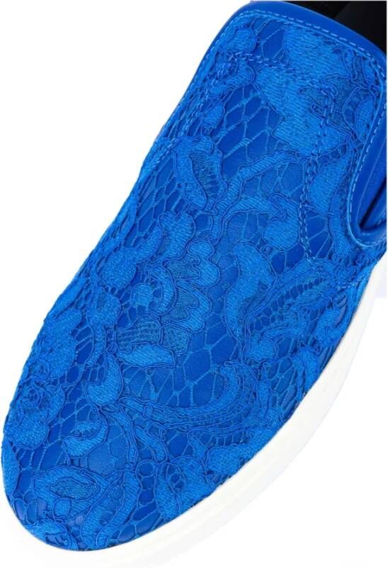 Dolce & Gabbana Dames Slip-Ons Kant Hak Print Blue Dames