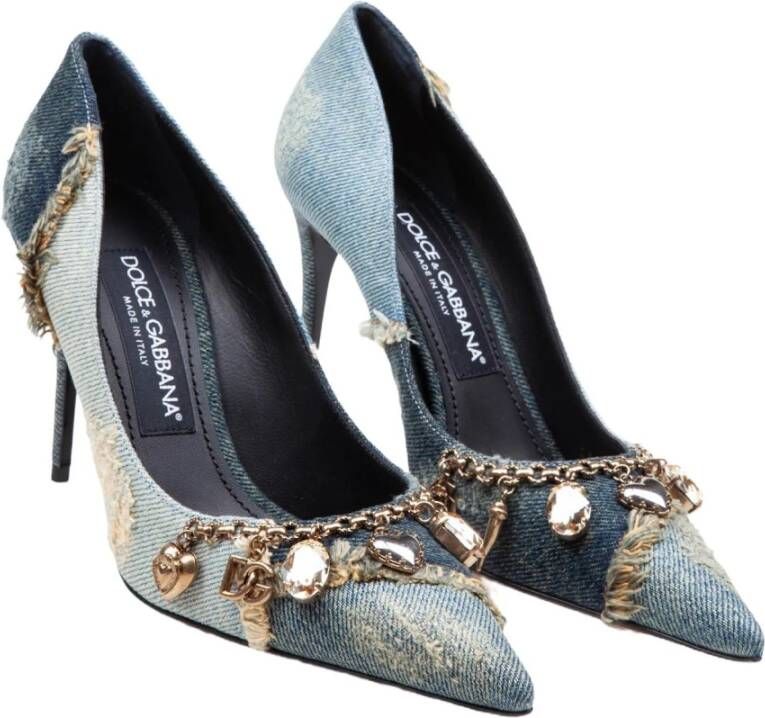 Dolce & Gabbana Denim Franje Puntige Neus Pumps Multicolor Dames