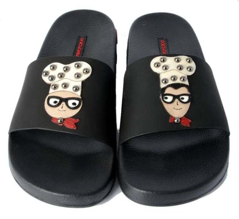 Dolce & Gabbana Designer Cooker Flip Flops Black Heren