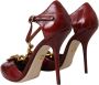 Dolce & Gabbana Donkerrode Leren Gouden Hart Sandalen Red Dames - Thumbnail 11