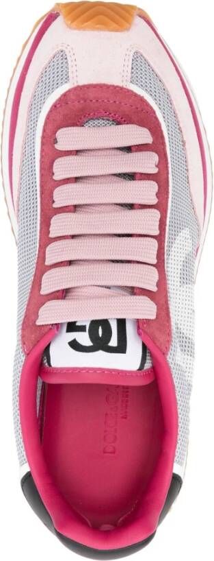 Dolce & Gabbana Dragon Lage Sneaker in Grijs Roze Pink Dames