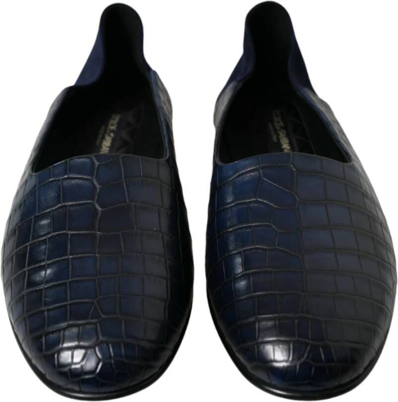 Dolce & Gabbana Elegante Blauwe Krokodillen Loafers Blue Heren