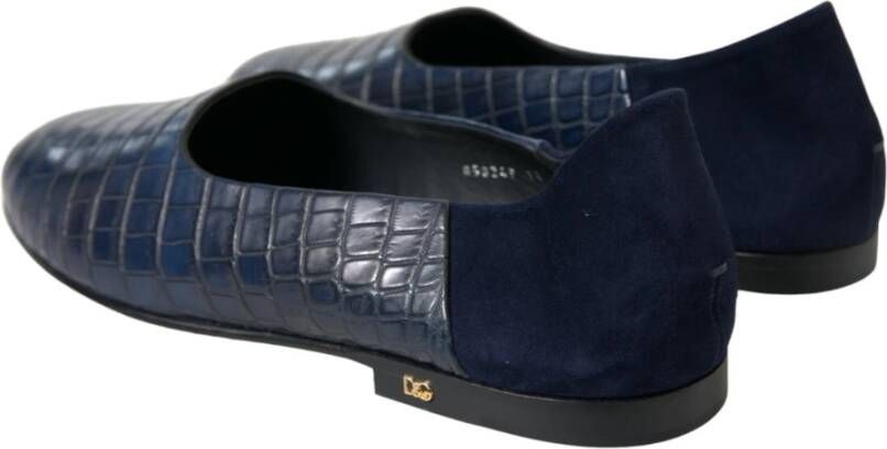 Dolce & Gabbana Elegante Blauwe Krokodillen Loafers Blue Heren