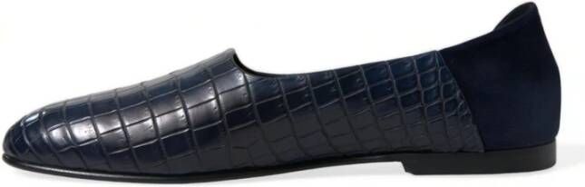 Dolce & Gabbana Elegante Blauwe Krokodillen Loafers Blue Heren